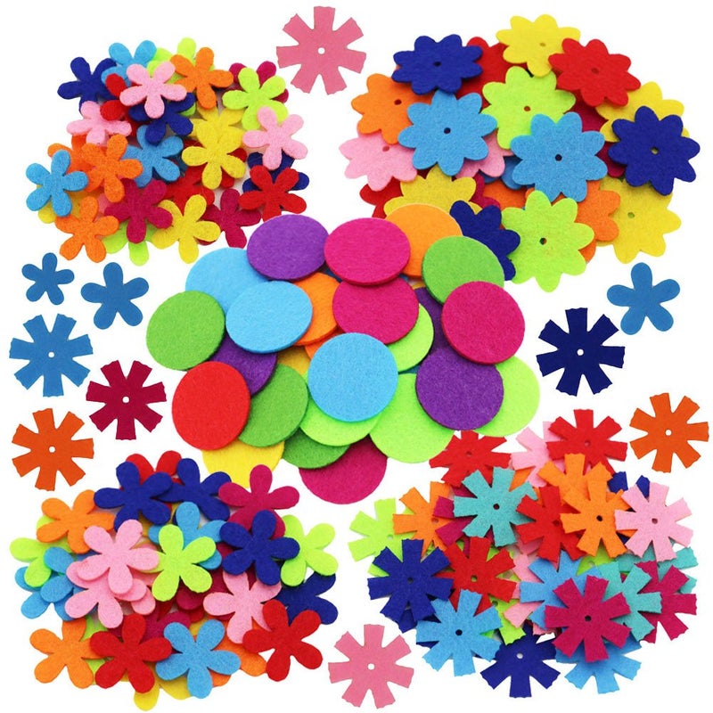 MAMUNU 4 Shapes 150 PCS Felt Flowers Fabric Flower Ornaments for Clothes, Bags, Shoes, Hats and Other Craft Decorations, Assorted Color - Image 1